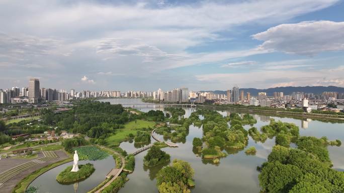 天汉天汉文化公园 湿地公园航拍