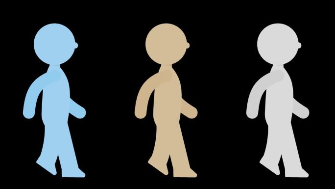 手杖人动画(蓝色，米色，灰色)alpha通道