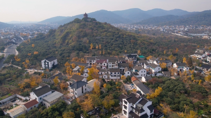 4K航拍秋季苏州太湖西山岛