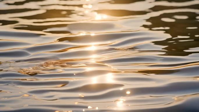 波光粼粼金色湖面水面波纹逆光