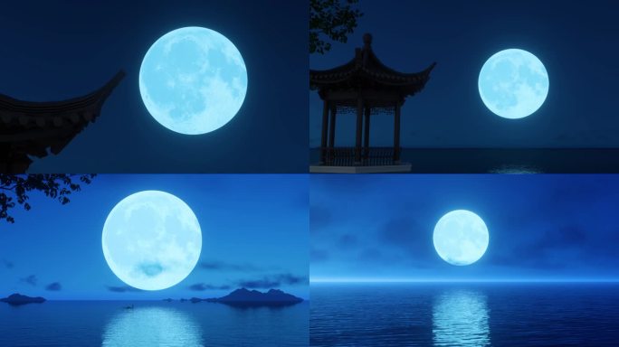 湖面蓝月亮