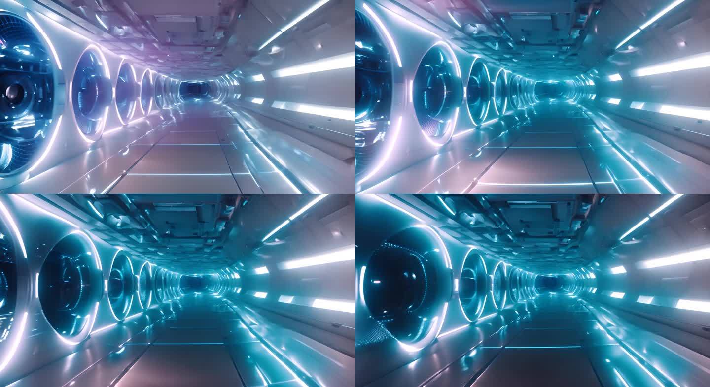 科技空间隧道舞台背景投影大屏穿梭