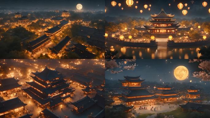 月光下的汉唐首都建筑