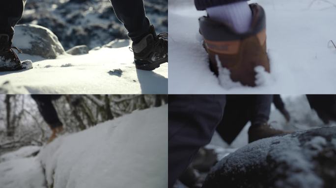 登山脚步 雪地脚步 跨越 不畏艰险