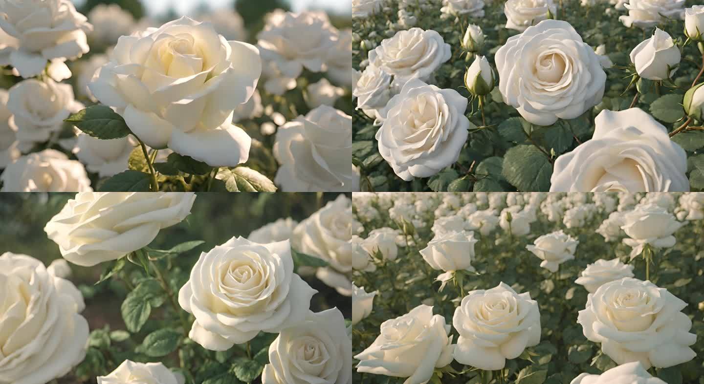 白色玫瑰花种植园鲜花