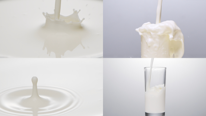 牛奶奶滴皇冠升格倒入牛奶