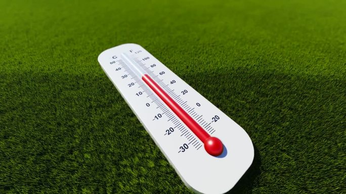 夏季概念:草地温度计