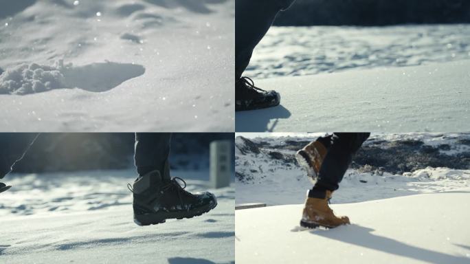 雪地奔跑脚步 路 迈向 励志 坚定 梦想