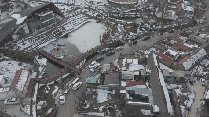 航拍威海市环翠区里口山王家疃村冬季村庄