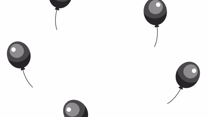 放飞氦气球的2D物体动画