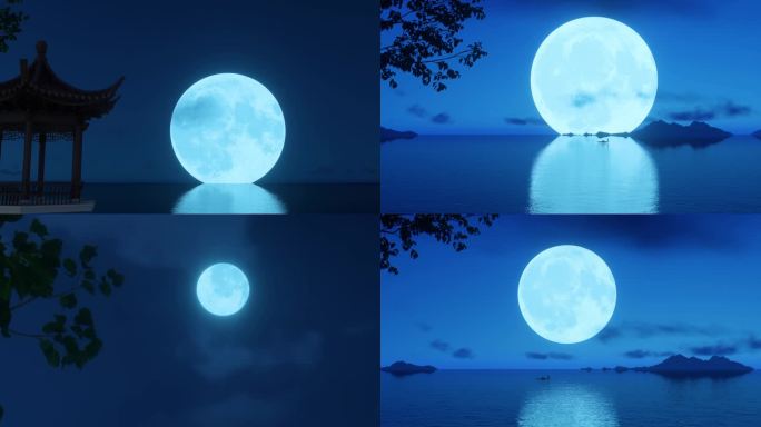 湖面蓝月亮