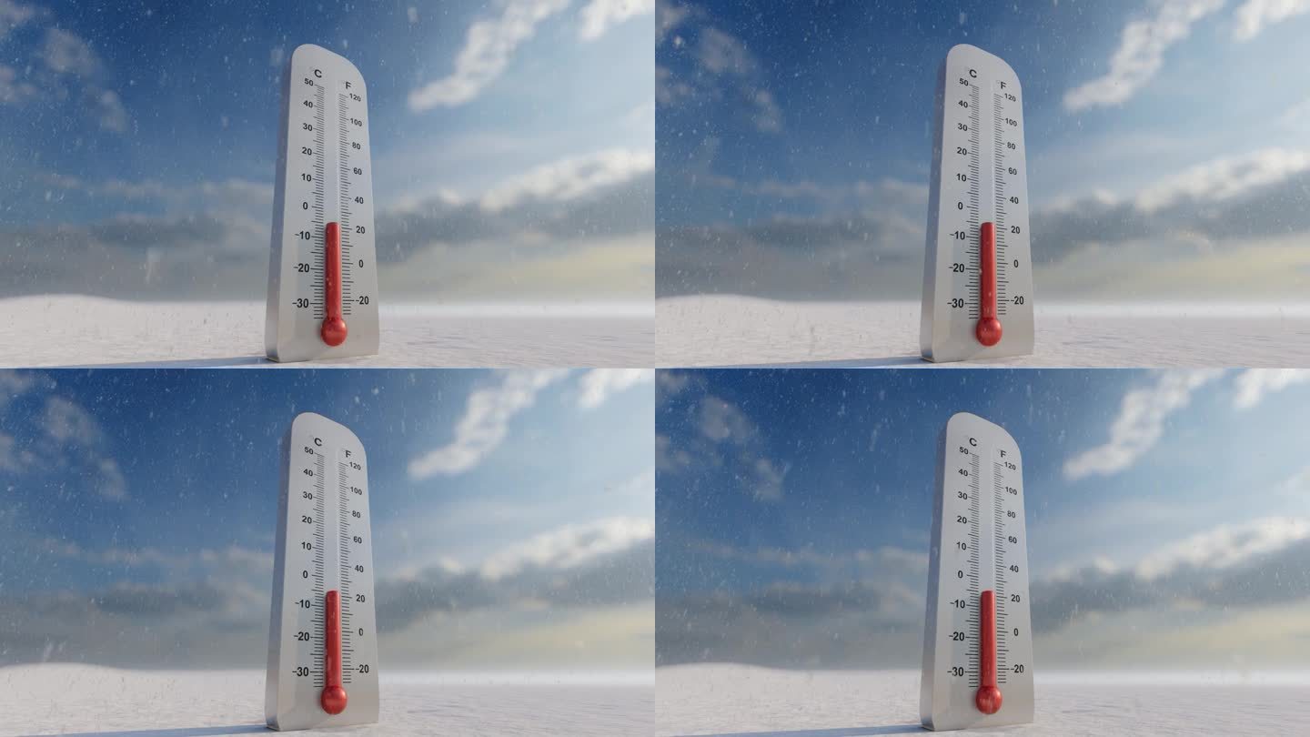 温度计显示零度冬季概念