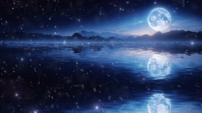 月光下水流倒影自然风景