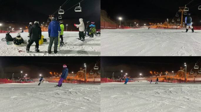 北京怀北滑雪场夜场横版滑雪运动