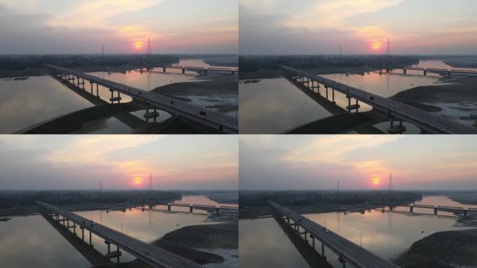 蒂斯塔大桥和蒂斯塔铁路桥横跨蒂斯塔河，位于朗普尔区，日落壮观。孟加拉国的通信发展
