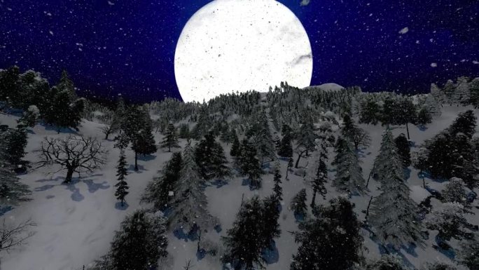 山上的大月亮月圆之夜