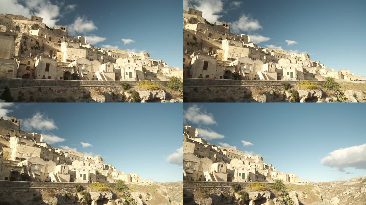 马泰拉的萨西全景和凝灰岩房屋。