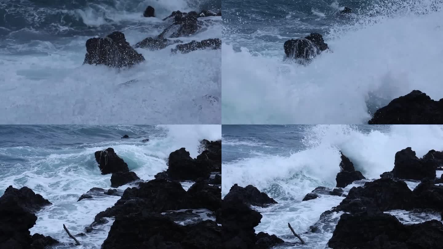 海浪拍打礁石