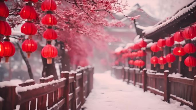 唯美灯笼中国龙年除夕春节迎接新年