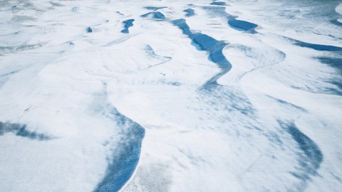 寒冷的北极荒原上覆盖着一层冰冻的雪。