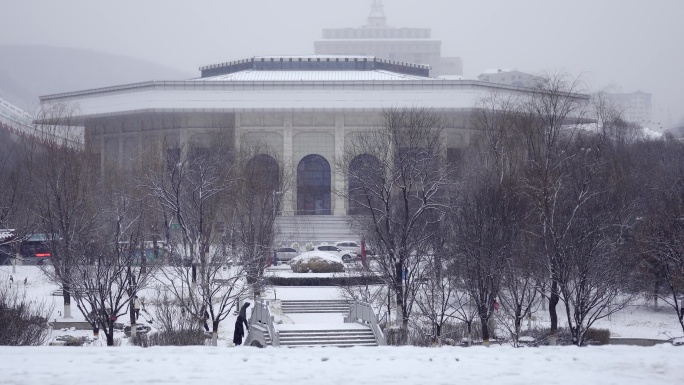 延安体育馆雪景素材