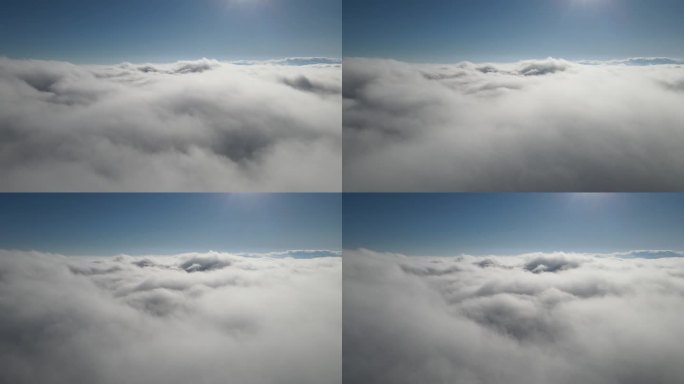 多云天空下的无人机视野，蓬松天空中的美景