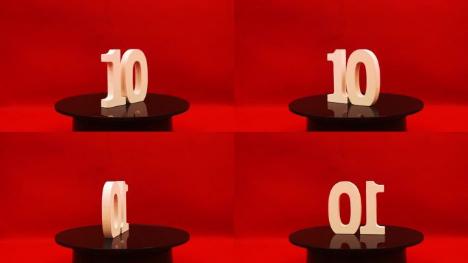 转盘上的10号(10)单独的红色背景与复制空间-数字10%百分比或促销-折扣或周年纪念概念
