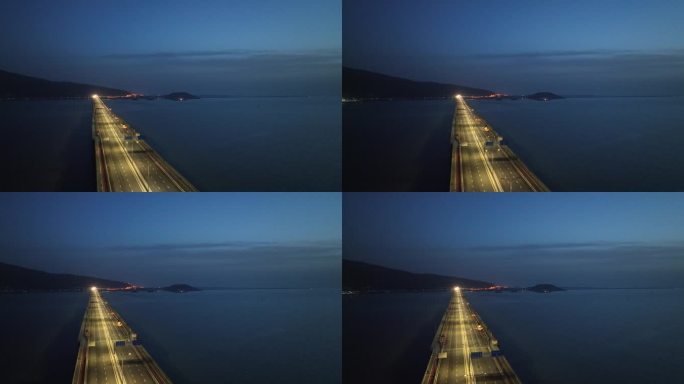 跨海大桥夜晚海边行驶DJI_0547