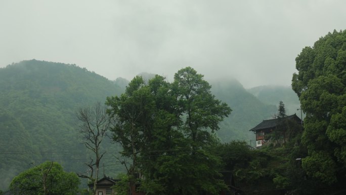 4K 雨中村庄延时