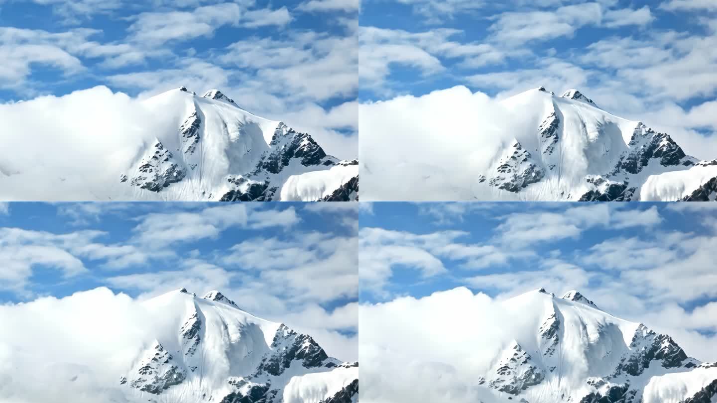 雪山 天空 蓝天  航拍 延时 4K高清