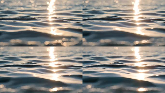 波光粼粼金色湖面水面波纹逆光