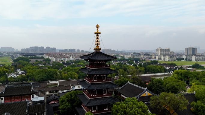 苏州寒山寺航拍姑苏城寒山寺枫桥夜泊