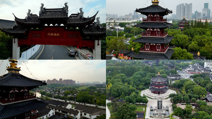 苏州寒山寺航拍姑苏城寒山寺枫桥夜泊