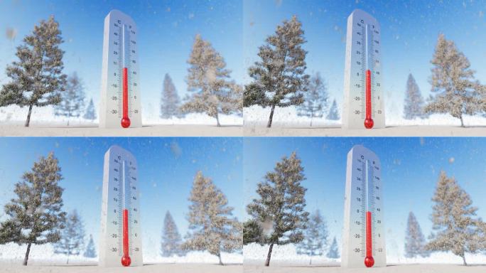 温度计降至零度背景零度寒冷