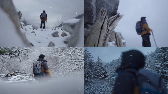 风雪中的登山者 励志 勇气 向前