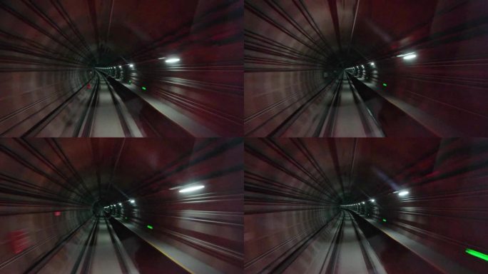 唯美城市地铁隧道中穿梭快速行驶第一视角9