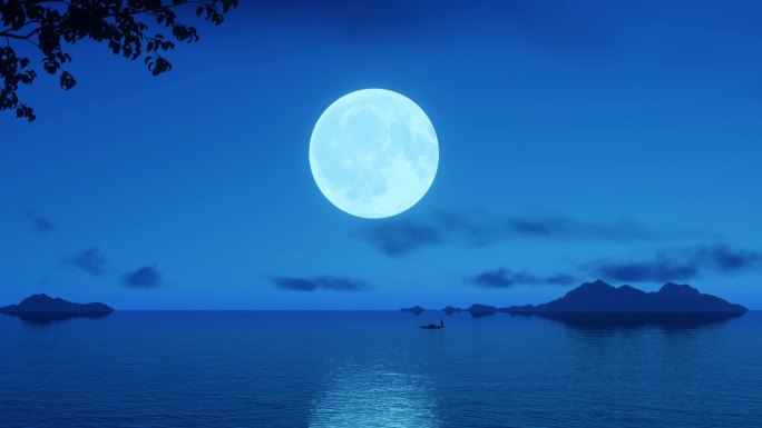 蓝月亮   月亮升起