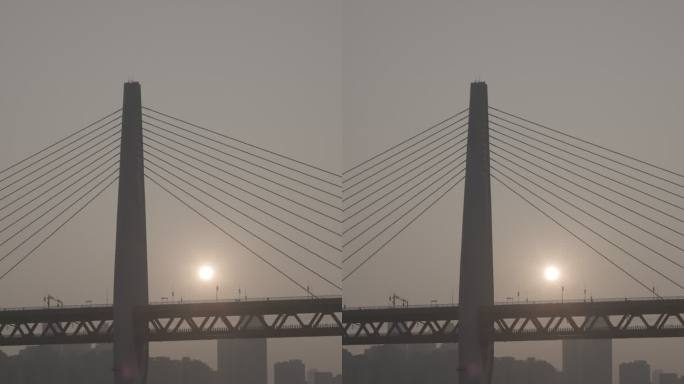 重庆千厮门大桥夕阳 4K60帧率