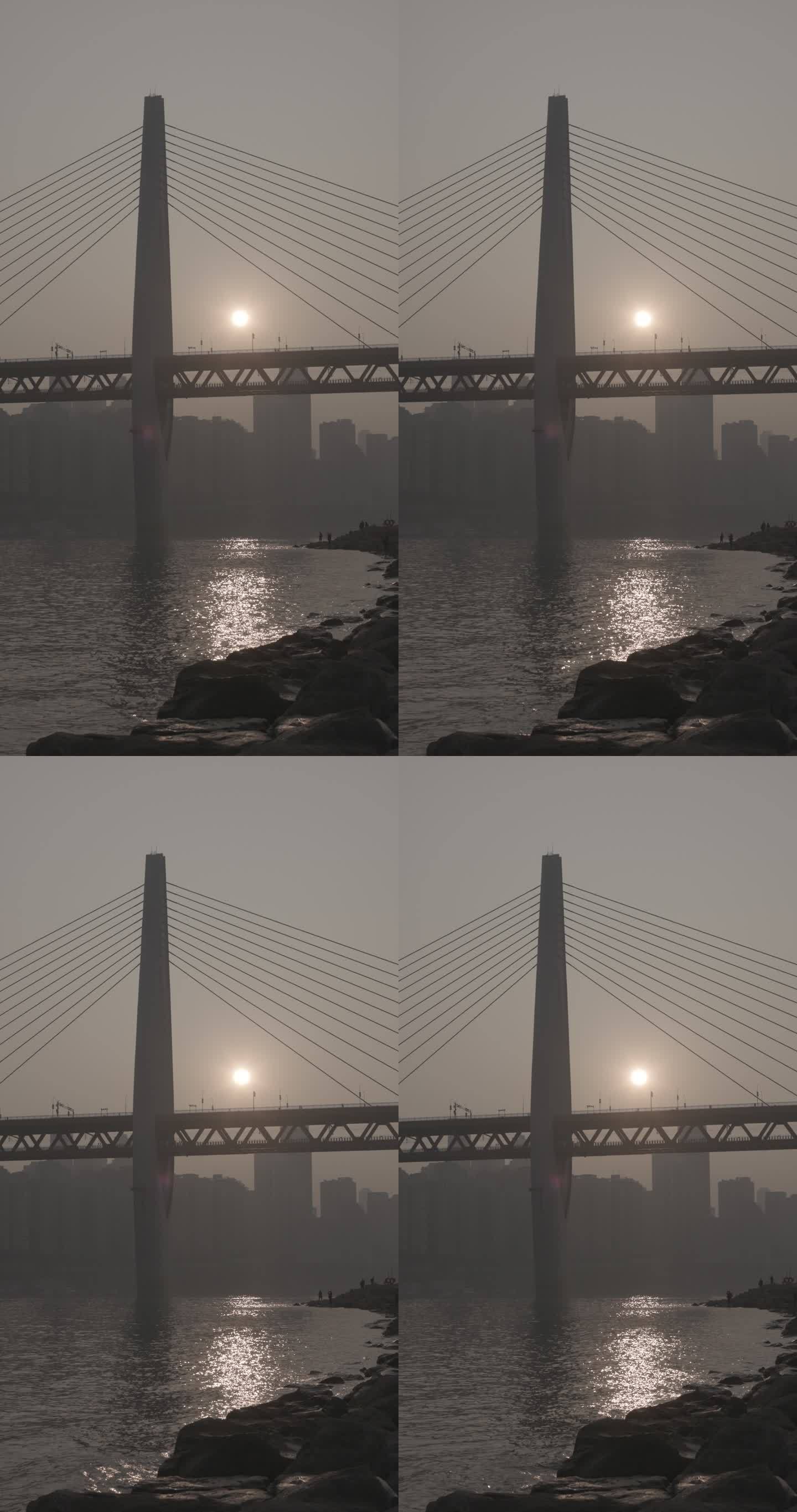重庆千厮门大桥夕阳 4K60帧率