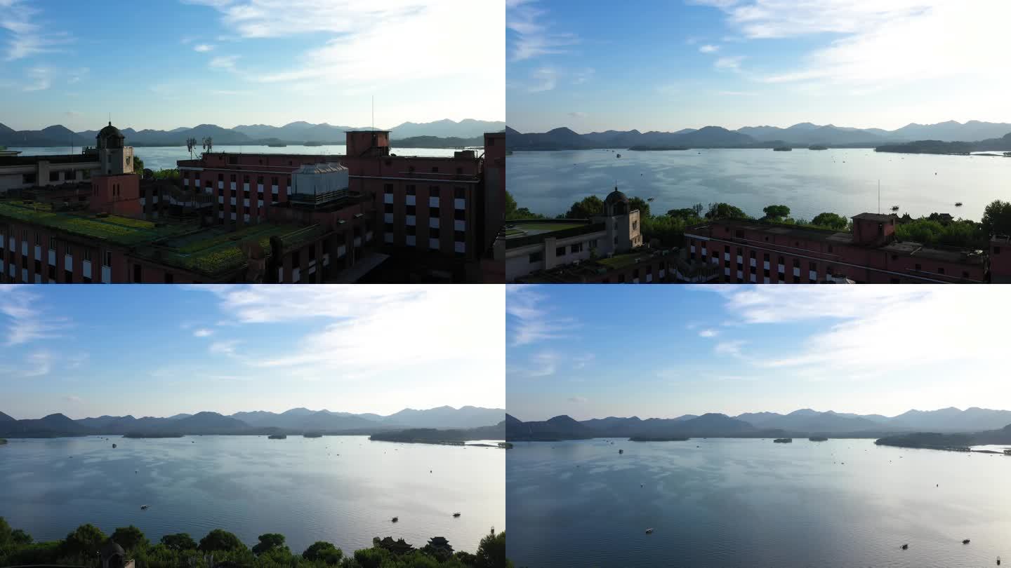 航拍杭州西湖水面