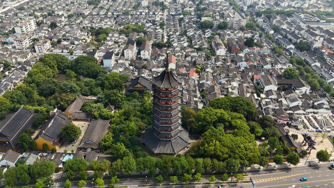 苏州姑苏城古镇北寺塔报恩寺航拍