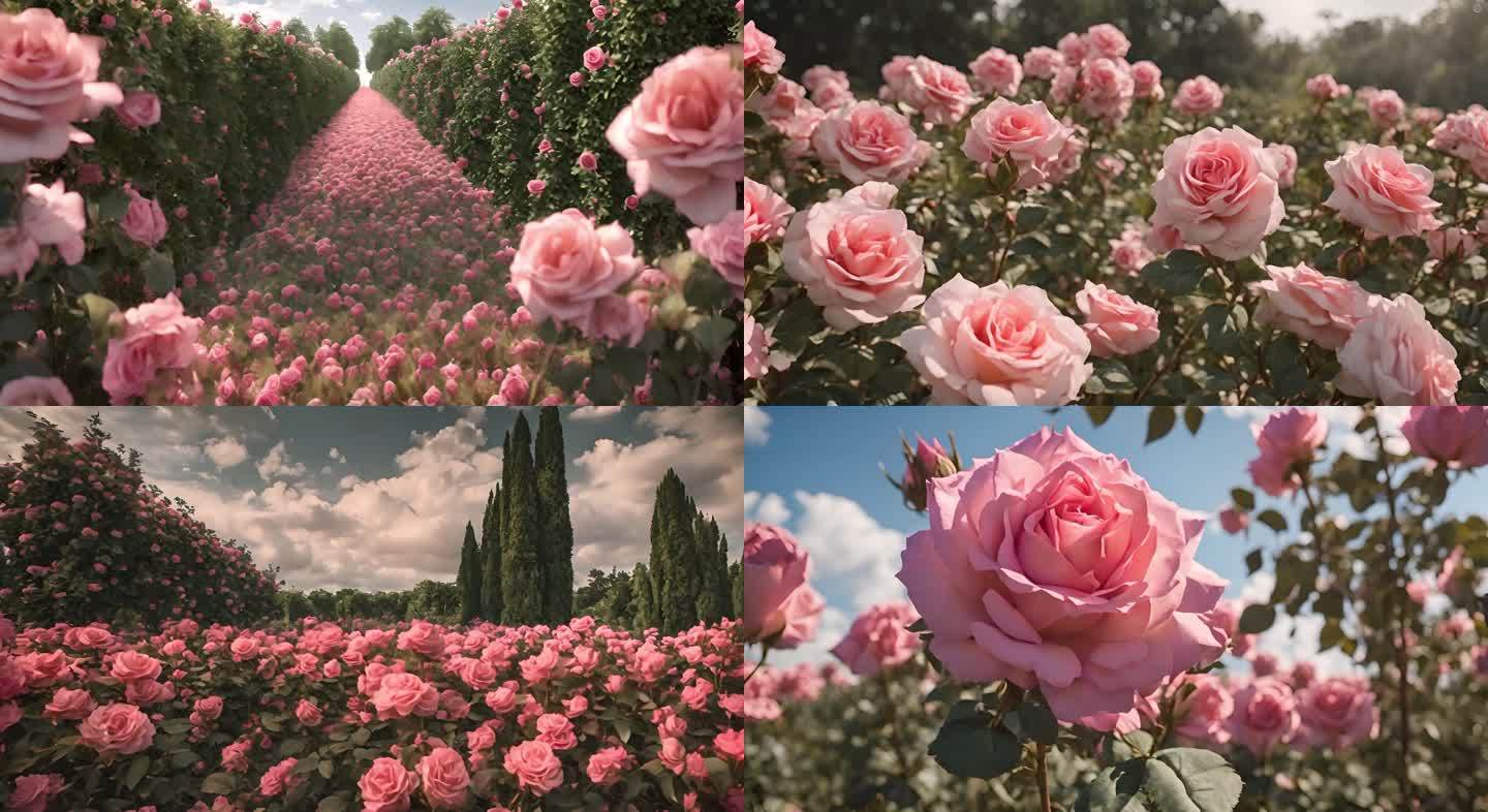 粉色玫瑰花园种植园