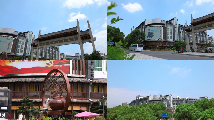 义乌收藏品市场延时古玩字画店面商铺外景