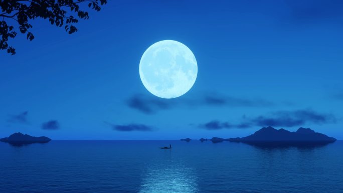 海面水面月亮倒影