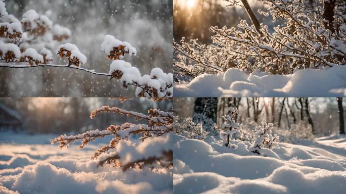 冬天唯美下雪雪花雪景
