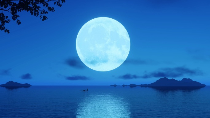 蓝月亮   月亮升起