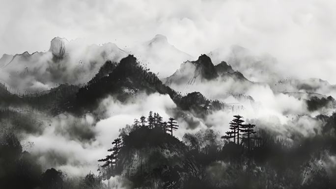 中国风水墨山水意境背景