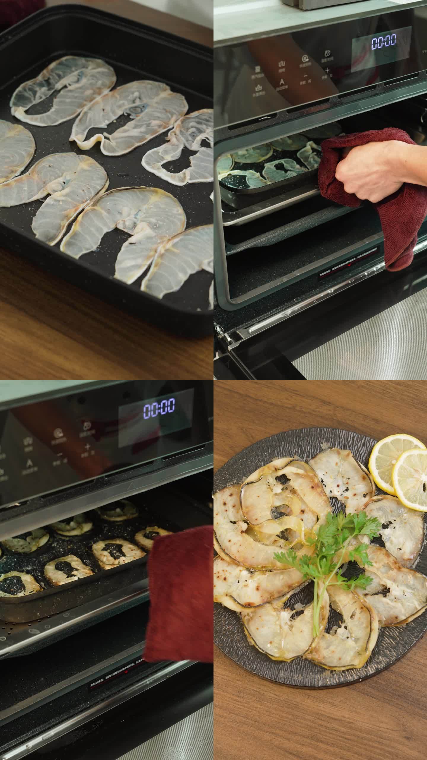 日式料理盐烤鱼片4K竖屏烹饪视频