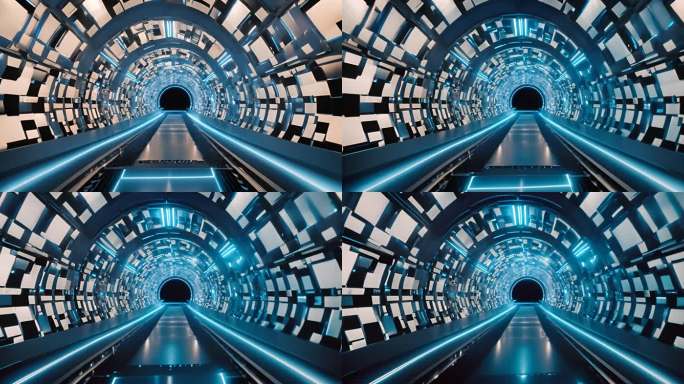 科技空间隧道舞台背景投影大屏穿梭