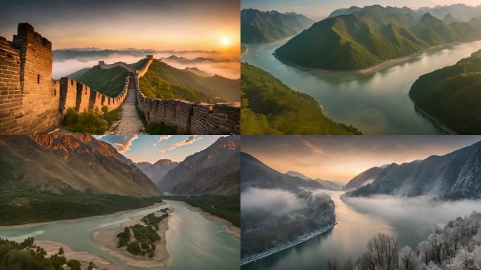 祖国壮丽山河 气势磅礴的风景 壮丽景色